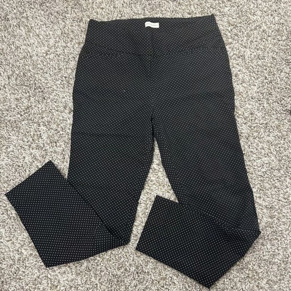 Van Heusen Womens Pants Size 10 Short Black White Polka Dot Stretch Career - Picture 2 of 5